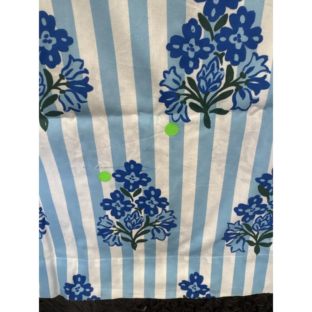 Sail To Sable Shirt Dress Women's XL Blue Block Print Striped Puff Sleeve Midi - Picture 10 of 10